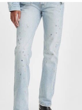 Levi’s 501 with rhinestones light wash